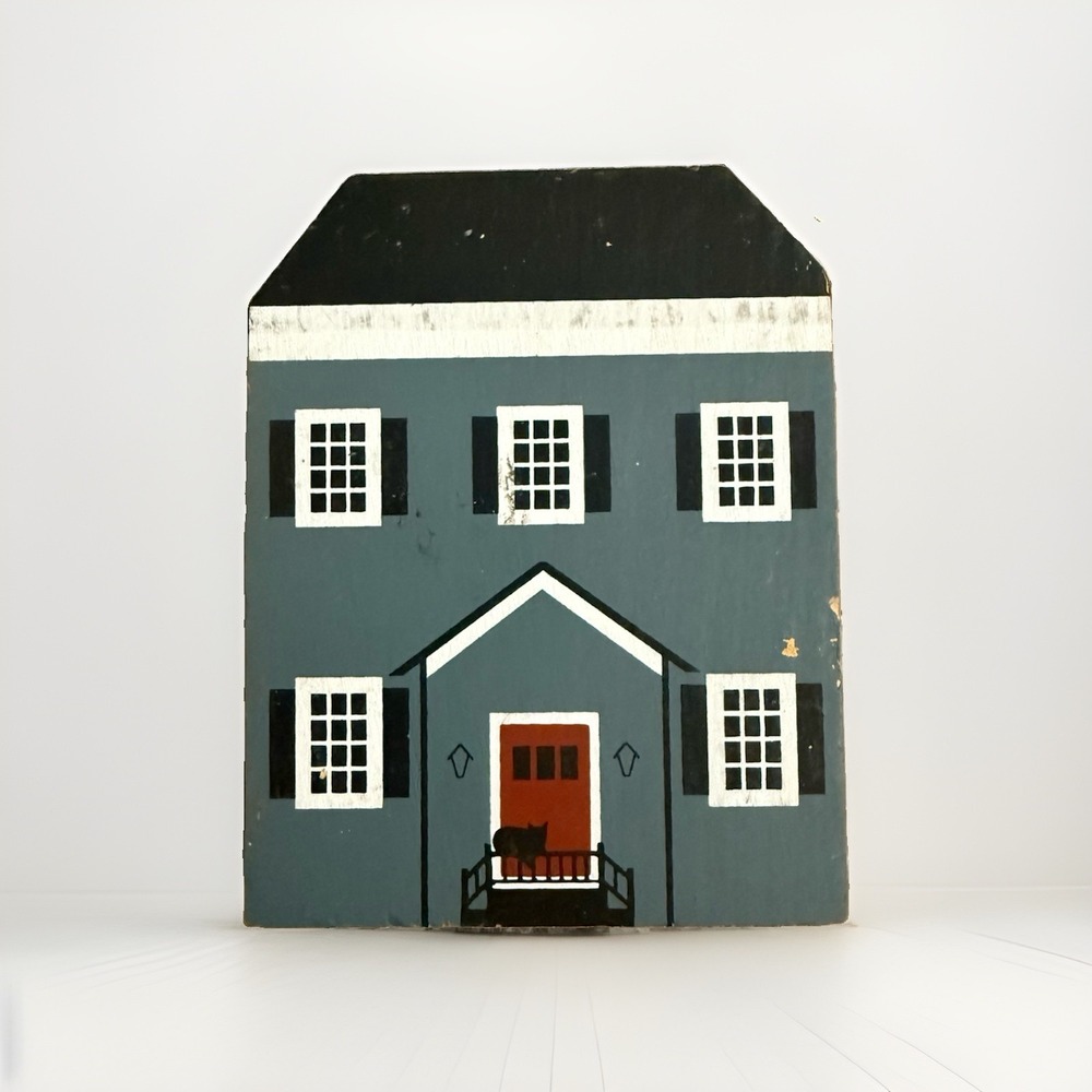 Vintage 1985-89 CAT'S MEOW SERIES III ALLEN-COE HOUSE Wood Shelf Sitter